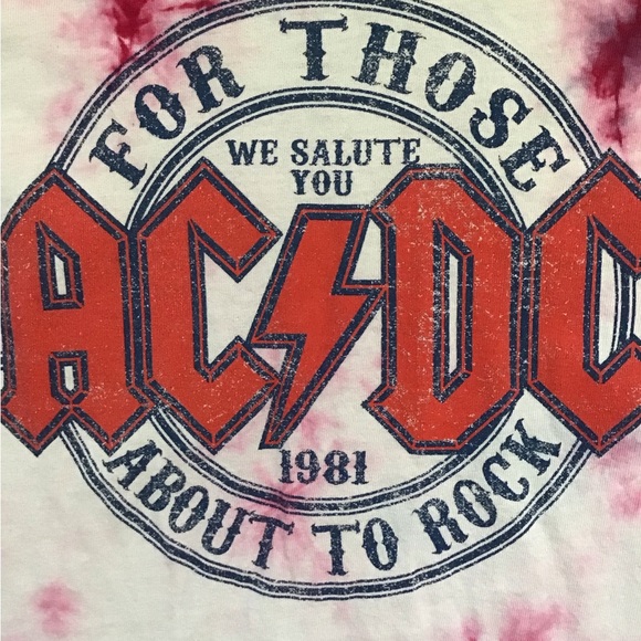 AC/DC TyeDye Crop Tee 2XL Upcycled - Picture 3 of 6